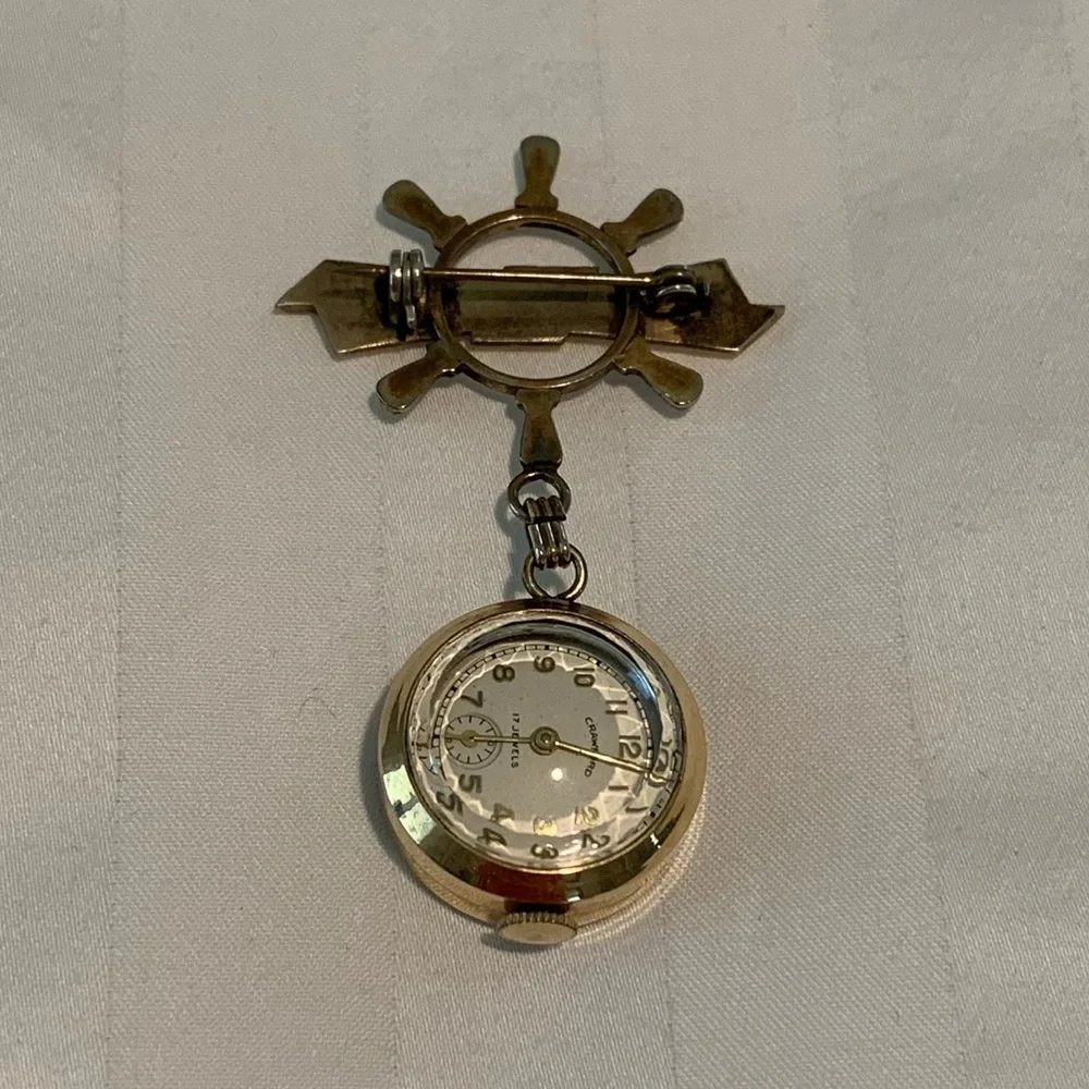 Vintage Crawford Lapel Pin 17 Jewels Watch (Working)